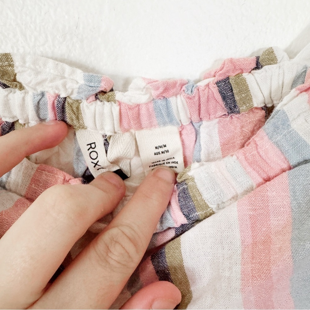 Roxy Pastel Striped Wide Leg & Crop 2 piece set XS/M - Picture 2 of 4